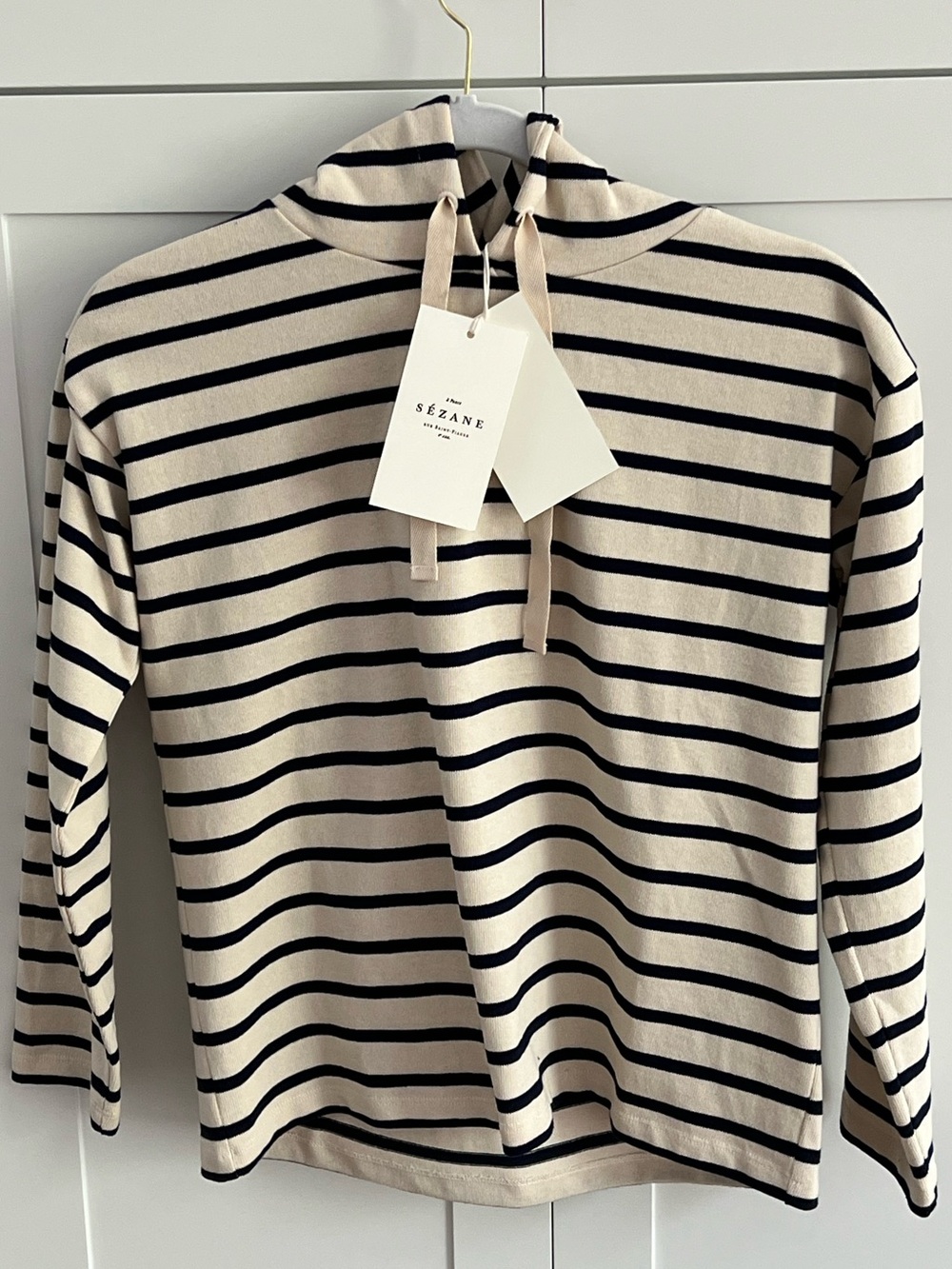 💙NWT💙 Sezane Jonas Sweatshirt Ecru / Navy - Size XS